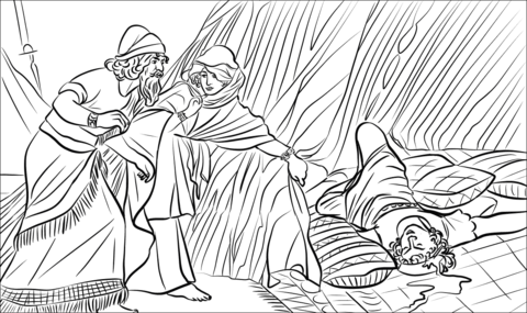 Jael Shows To Barak, Sisera Lying Dead Coloring Page